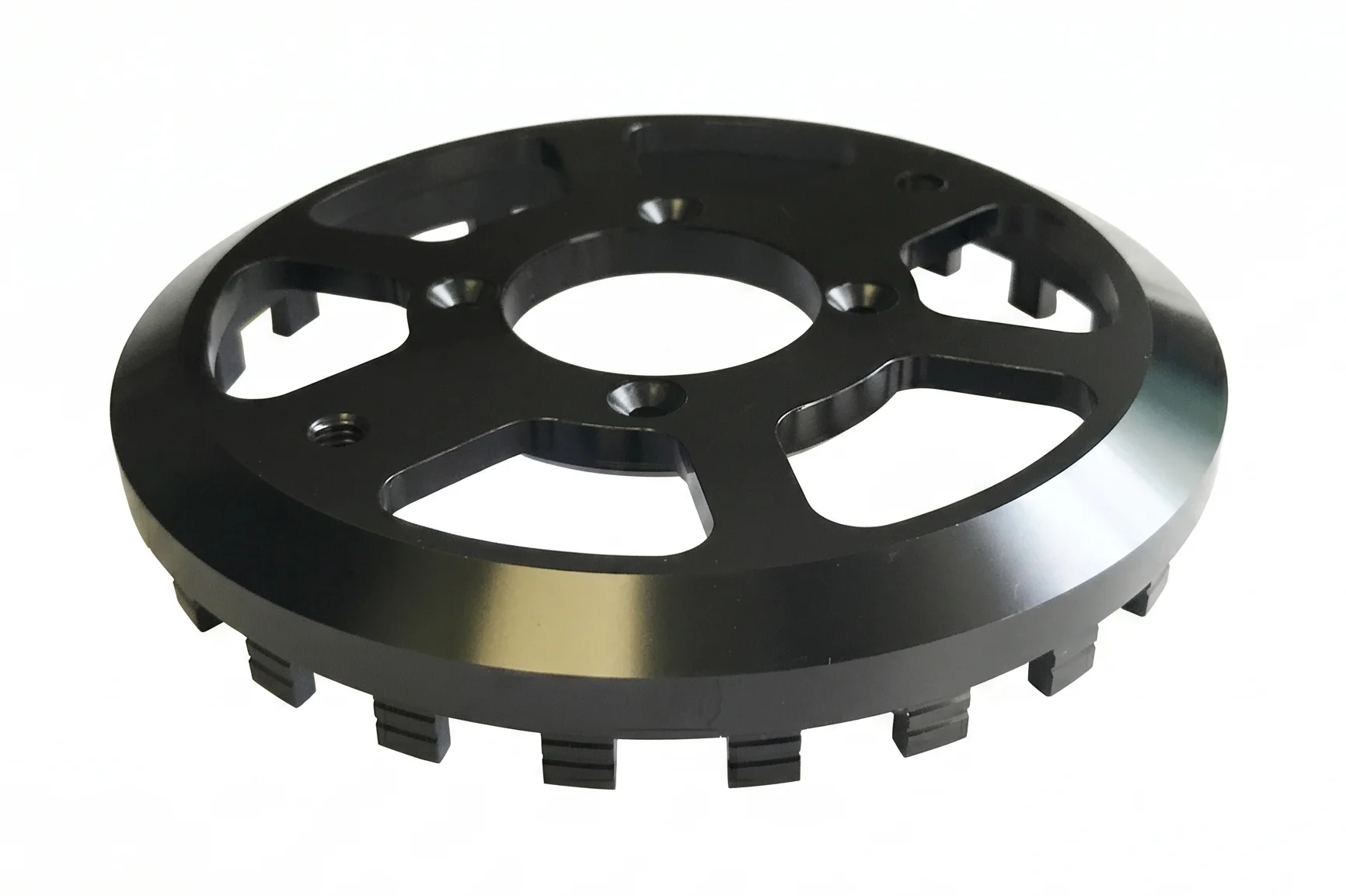 black anodized aluminum CNC machined disc component parts FIWOK METALWORKS