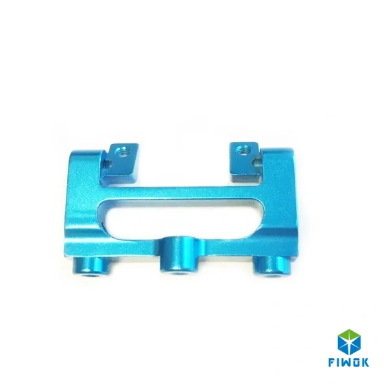 Custom CNC Milled Blue Sandblasted Anodized Aluminum Part