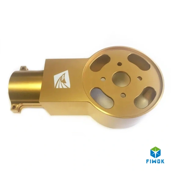 Precision 5-Axis CNC Machining Gold Anodized Aluminum Housing