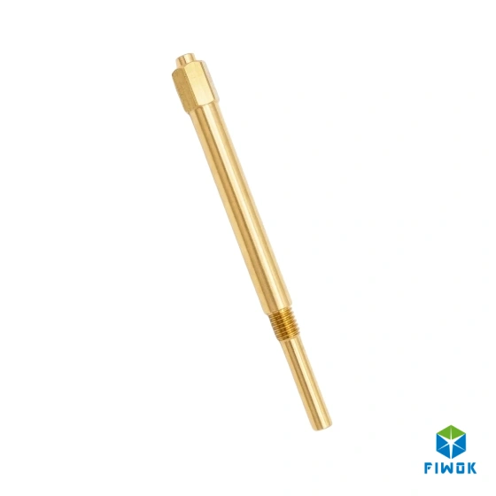 Precision Swiss Machined C3604 Brass Threaded Adapter with Hexagonal Head