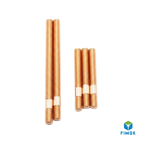 Precision Swiss Machined Pure Copper Threaded Electrode Stud with Polished Surface